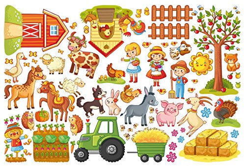 Bilderwelten Fenstersticker Fensterfolie Fensterbild Großes Bauernhof-Set HxB: 30 x 45cm