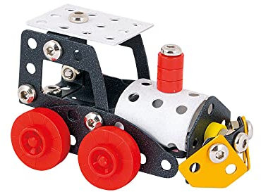 A ALEXANDER 1954 Constructor Kleine Lokomotive Metall Bausatz, 74 Teile Metallbaukasten, Metallbausatz mit Eisenbahn, Werkzeug und Kunststoff Elementen, Konstruktionsspielzeug für Kinder ab 8 Jahre