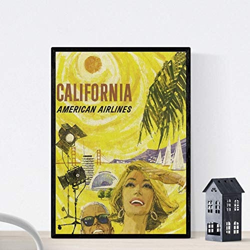 Nacnic Vintage Poster. Weinleseplakat von Amerika. Kalifornien. A4-Größe mit Rahmen