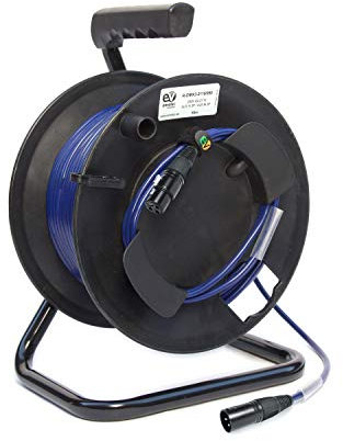 Emelec VíasCom R-DMX3-2110/050-50m Cavo bilanciato digitale DMX 110Ω OFC 2x0,22mm² montato su portacavi con XLR 3 pin - Colore blu notte - PVC molto flessibile