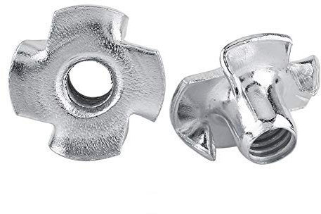 Dado a T in Acciaio al Carbonio Zincato M5 Dadi a T 4 Punte per Mobili in Legno Inserti Blindati Dado a Ragno in Metallo Placcato Zincato(M5×50)