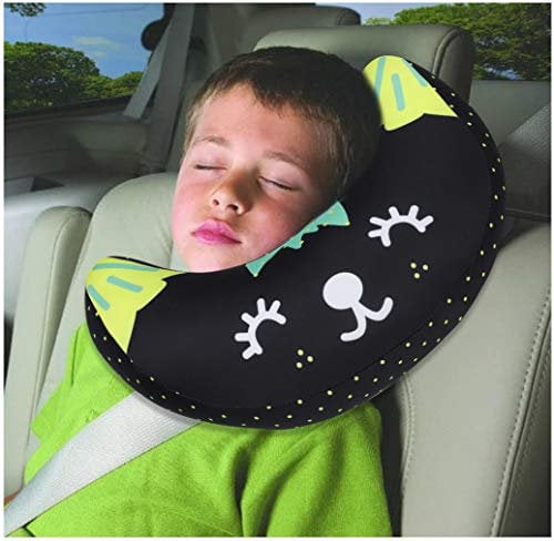 Schlafkissen Kinder Auto Schulterkissen Universal Sicherheitsgurt Baumwolle Atmungsaktiver Schulterpolster Nackenhörnchen Cartoon Halbmond Gurtkissen Gurtschoner Autositz Kinderwagen Schutzkissen