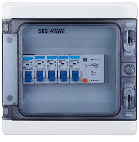 Leistungsschalter, Wasserdichter 4-Wege-Auslaufschutz, Leitungsschutzschalter, Leckageschalter 63A 30mA RCD + 4MCB, Luftschalter 1 x 6A + 2 x 16A + 1 x 32A