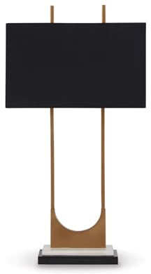 Signature Design by Ashley Malana 33 Contemporary Metal Table Lamp with Marble Base, Black & Brass