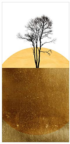 Bilderwelten Raumteiler - Goldene Sonne mit Baum - 250x120cm, inkl. Halterung