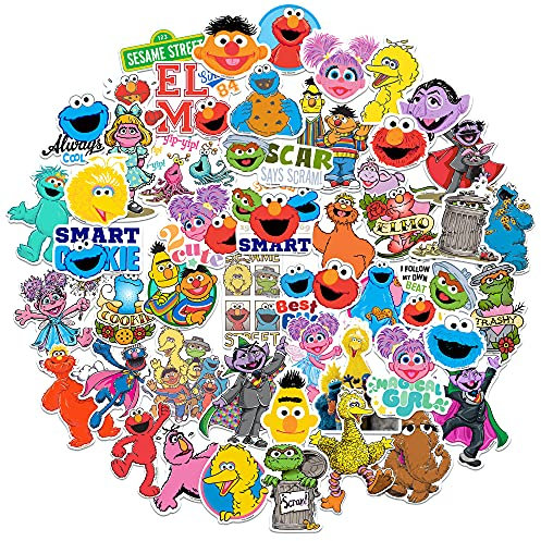 Sesamstraße, gestanzte Vinyl-Aufkleber, Variety Pack, Laptop, Wasserflasche, Scrapbooking, Tablet, Skateboard, Indoor/Outdoor, 50 Stück