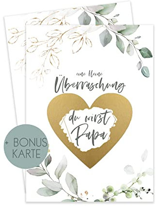 HIMMEL.HERZ.PAPIER Du wirst Papa - Schwangerschaft verkünden Papa - GrünGold