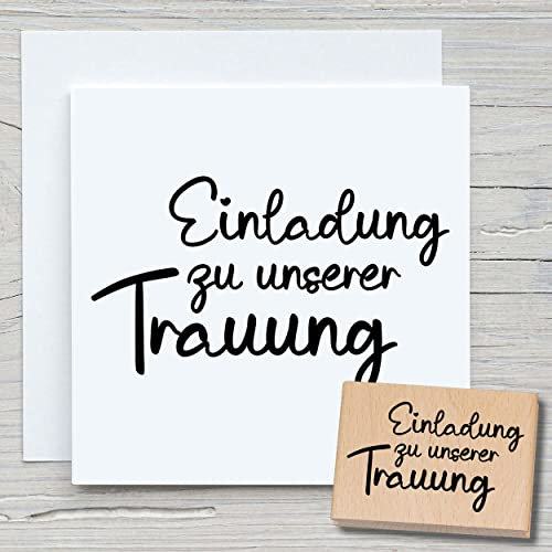 NEWSTAMPS Stempel Einladung zu unserer Trauung Motivstempel groß aus Holz & Gummi zum Karten und Geschenke basteln, Holzstempel für Sprüche, Spruchstempel, Schrift, Scrapbook, Textilstempel, Deko