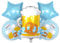 Oktoberfest Deko Folienballons 5 Stück Bier Brezel Luftballons blau-weißer Ballon für das Oktoberfest Bayerische traditionelle Party