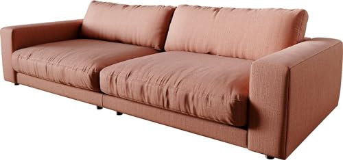 DELIFE XXL-Sofa Cubico Flachgewebe Orange 290x120 cm Big-Sofa