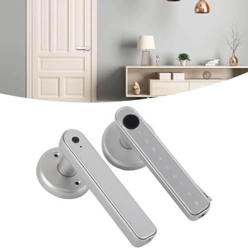 Cerradura de Puerta Inteligente con Huella Digital y Contraseña Electrónica para Habitación - Plata