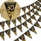 Wimpelkette Happy 30th Birthday, goldfarben und schwarz, glitzernd, Party-Dekoration, Zubehör, dreieckige Flagge, Banner für Männer und Frauen, 40 Stück
