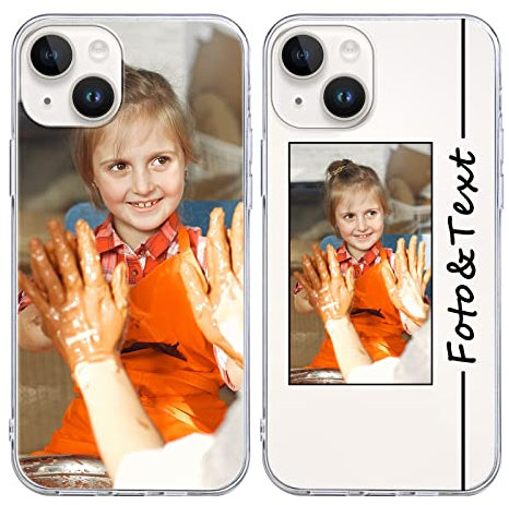Yoedge Transparente Personalisierte Handyhülle für Apple iPhone 14 iPhone 13 Hülle Personalisiert 6,1 Selbst Gestalten mit Eigenem Foto Bild Text Individuelle Schutzhülle Cover für iPhone 14/13 Case