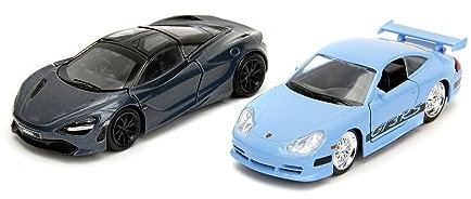 Jada Toys - Fast and Furious Autos (2er-Set) - Brian's Porsche 911 GT3 RS & Shaw's McLaren 720S 2017-2 Legacy Series Modellautos mit Türen zum Öffnen, 1:32, 19cm, ab 8 Jahre, Wave 1, Set 2