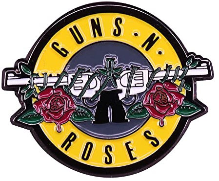 Distrigeek Anstecknadel aus der Kollektion GNR Gun's – emailliertes Metall – Brosche Badge – Axl Roses Slash Band Sänger Hard Rock für Damen Herren – Geschenkidee