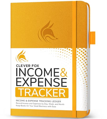 Clever Fox Income & Expense Tracker – Accounting & Bookkeeping Ledger Book for Small Business – Income & Expense Record Notebook with Receipt Pocket – Undated, A5, 5.8″ x 8.3″, Hardcover (Amber