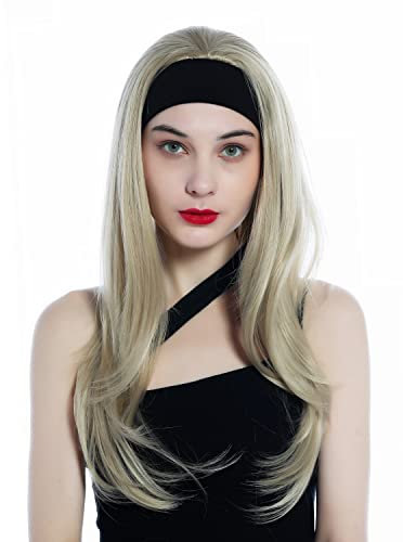 WIG ME UP - H9306-24 Perücke Haarteil Halbperücke mit Stirnband Blond Mittelblond Aschblond lang glatt Haarverlängerung 65 cm