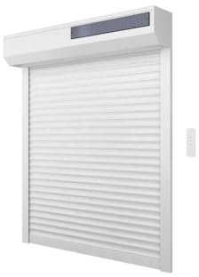 Volet roulant solaire H120 x L120 cm en PVC recoupable en largeur et hauteur coloris blanc -