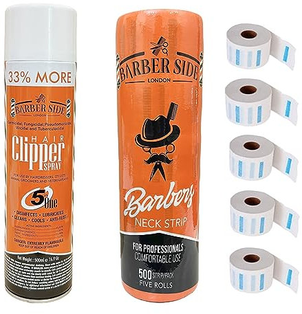 ican Barber Side Disinfectant Hair Clipper Spray 500ml + Neck Roll Strips 5 Rolls Combo Sets