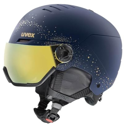 uvex Wanted Visor Women Edition Skihelm (54-58 cm, 50 polar sparkles/gold matt)