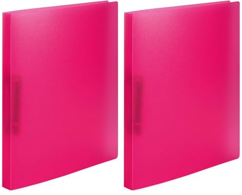 HERMA Ring Binder Translucent in Pink, A4, 25 mm Spine, Slim 2-Ring Binder Made of Plastic (Pack of 2)