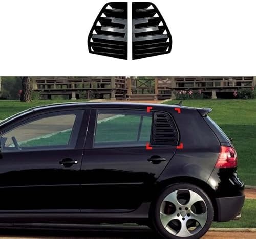 MBROS 2pcs Heckscheibe Lamellen Abdeckung für VW Golf 5 MK5, Dreieckige Jalousie Haifischkiemenförmige Heckscheibe Dekorative Entlüftung,A Bright Black