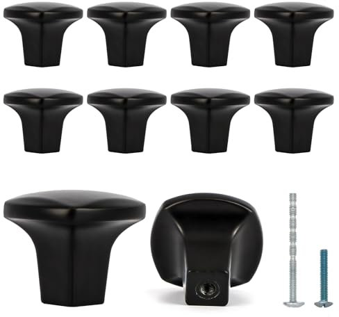 UVTQSSP Schwarze Schrankknäufe, Küchenschrankknäufe, 2,9 cm, schwarze Knäufe für Kommode, 10 Stück, schwarze Schubladenknäufe, faltbare Türknäufe, schwarze Knäufe für Schränke, Schrankknäufe,