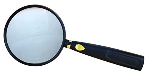 20-fache 90-mm-Lupe Handlupe mit verdicktem Rahmen Bruchsichere Leselupe für Senioren und Kinder mit rutschfestem, weichem ABS-Griff zum Lesen, Hobbys, Geschenke für Schwarze Lupe (Schwarz, Einhe