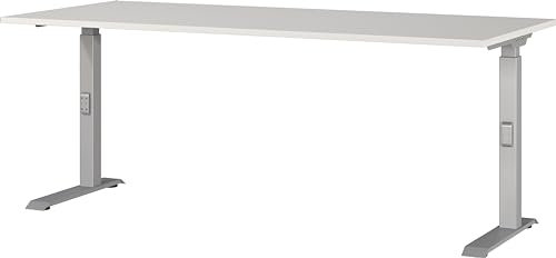 Germania Schreibtisch 7912-583, in Lichtgrau/Silber, me. höheneinst., 180 x 91 x 80 cm (BxHxT)