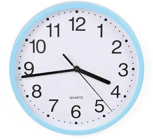 DIVCHI Wall Clock Silent & Non-ticking Modern Battery Operated Digital Quiet Sweep Office Home School Kitchen Decor Clocks (Blue)