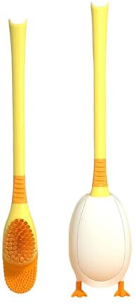 Brosse WC,Forme de Canard Mignon Brosse Toilettes WC,Brosse Toilette et Supports,Montage Mural ou au Sol, Brosse pour Le Nettoyage de Salle de Bain,Brosse Toilette en Silicone avec Support (Jaune)