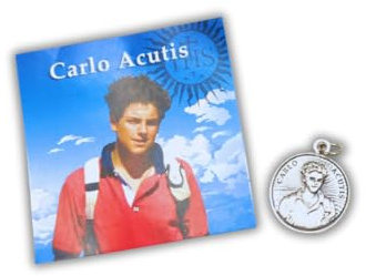 OVUNQUE PROTEGGIMI Karls-Akutis-Medaille und Gebetskarte, katholisches religiöses Geschenk für Männer und Frauen, piccola, Messing, Messing