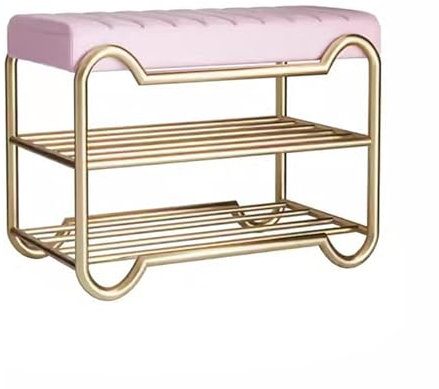 RTYHN Wohnzimmer Schuhbank, Kunstleder Gepolsterter Sitz Eingangsbereich Sitzbank Umkleidebank mit 2 Ebenen Aufbewahrungsregal