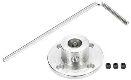 sourcing map 1 Pcs 8mm Flange Coupling Connector Rigid Guide Model Coupler Accessory Shaft Axis Fittings with Mini Hex Wrench and Fastening Screw for DIY RC Model Motors