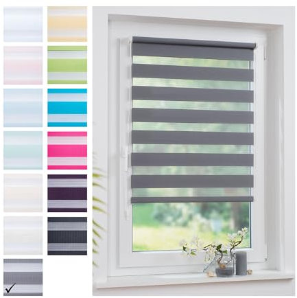 Liedeco® Duo Rollo Klemmfix - 75 x 160 cm Grau/lichtdurchlässig/stufenlos verstellbar/leichte Innen-Montage ohne Bohren mit Klemmträgern