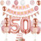 50. Geburtstag Deko Roségold - Luftballons, Tortendeko, Mädchen Party Set - Zahl 50 Ballons in Weiß, Rosa für Festliche Dekoration