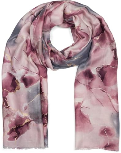 styleBREAKER Foulard femme avec motif marbré noble et détails métalliques dorés, chaude étole d'hiver multicolore 01017153, couleur:Rose-gris
