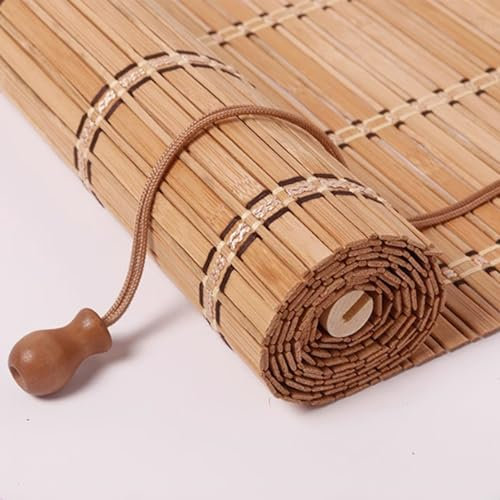 dabin007 Blickdicht Bambusrollo,Natürliche Bambus-Rollo Raffrollo,Natur Holzrollos,Anti-Uv wasserdicht Bambus Jalousien Sichtschutz für Terrasse/Garten/Fenster/Tür/Küche