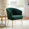Sicaan Fauteuil Cabriolet NOA Velours Vert Sapin et Pieds dorés