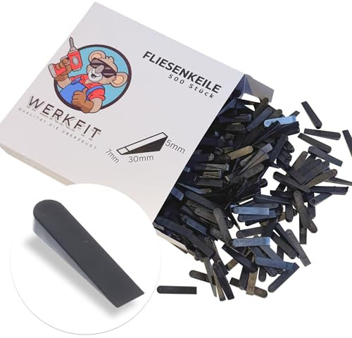 WERKFIT 500 Fliesenkeile aus Kunststoff - Fugenkeile Plastik - Abstandskeile für Fliesen - Abstandshalter Keile 30x7x0-5mm
