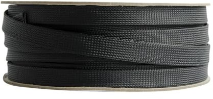 XLANDALYUEFA Cord Protector Wire,Cable Management Sleeve, 1/5/10/50/M Black Insulated Braid Sleeving 4/6/8/10/12/14/20/25mm Tight PET Wire Cable Gland Protection Cable Sleeve(40mm,10 Meters)