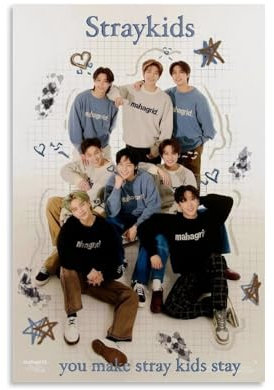 Duboueu Stray Poster Kids Music Band Kpop Group Vintage Retro Cover Für Zimmer, Ästhetische Leinwand-Wandkunst, Schlafzimmer-Dekor Poster 12x18inch(30x45cm)