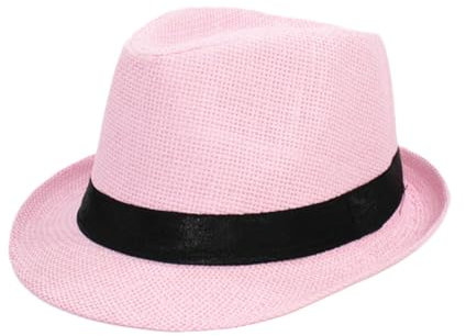Chapeau à large bord Chapeau de paille d'été décontracté respirant pour femmes hommes Chapeau à bord court Chapeau de soleil Protection des oreilles 50, Rose, taille unique