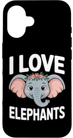 I Love Elephants Cute Floral Headband Case for iPhone 16