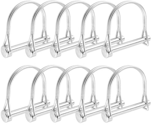 Perno di sicurezza 8 x 70 mm, perni tubolari a scatto 10 pezzi, perno di accoppiamento a forma di D, bullone di sicurezza in acciaio per molle, con chiusura a scatto, per rimorchi agricoli, fattoria