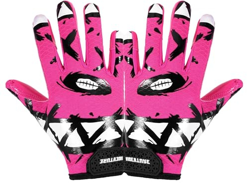 AIGEVTURE Fußballhandschuhe für Jugendliche, Empfänger, klebrige Fußballhandschuhe für Jungen und Mädchen, Rosa, Größe XS