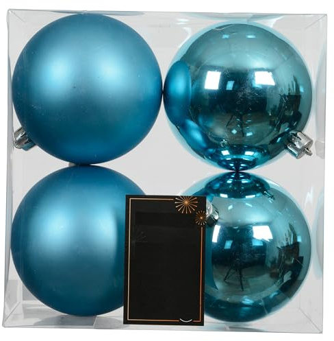 Weihnachtskugeln aus Kunststoff - wetterfest frostsicher - Christbaumkugeln für Innen und Außen - Weihnachtsbaumkugeln Kunststoff (Türkis Blau, 8 x (10 cm))