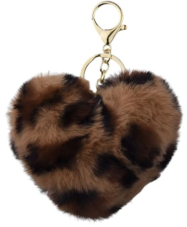 Porte-Clés En Peluche Avec Imprimé Léopard En Forme De Cœur Pour Clés De Voiture Sac À Dos Accessoires De Breloque En Forme De Guépard Pour Femmes Filles Cadeau Noël Pour Fille Amie Tata