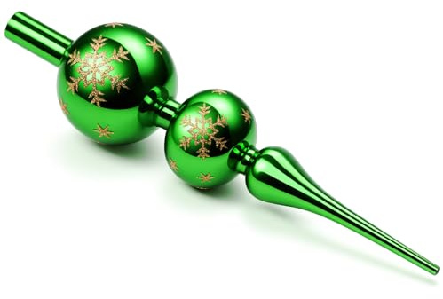 ZZOUFI Christbaumspitze Grün, Weihnachtsbaumspitze Glas, 31cm Große Baumspitze Weihnachten, Glas Tannenbaum Spitze, Weihnachtsspitze Glänzend (Grün)