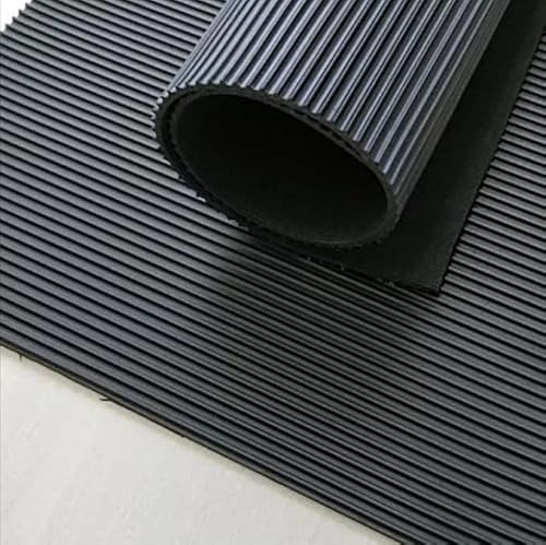 Rubber Flooring Roll – Heavy Duty Non-Slip Rubber Matting for Gyms, Vans, Garages & Workshops – Durable Black Rubber Floor Mat Roll (FINE RIBBED | 1.5M WIDE, 3M)